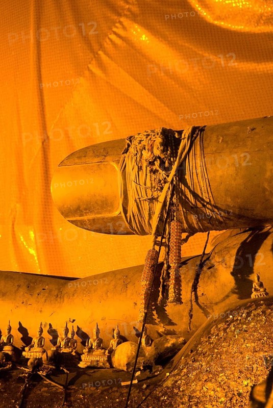 Buddha statue detail in the temple of Ang Thong, Thailand, Asia, Siam, Southeast Asia, Buddha statue, detailed view, Buddha finger, golden, gilded, gold-colored