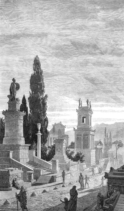 Reconstruction of Kerameikos, ancient cemetery of Athens, Greece
