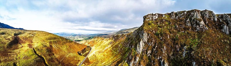 Autumn colours over Mach Loop from a drone, Minffordd, Tywyn, Wales, UK