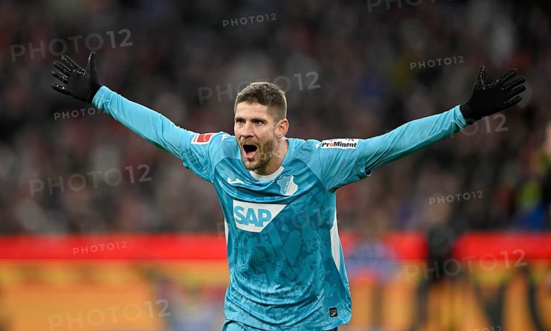 Goal celebration Andrej Kramaric TSG 1899 Hoffenheim (27) Gesture Gesture Football Bundesliga, Allianz Arena, Munich, Bavaria, Germany
