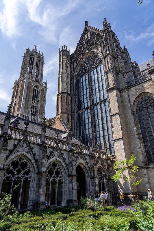 The historic centre of Utrecht, with many old houses, Dom tower, highest church tower in the Netherlands, newly renovated, Netherlands