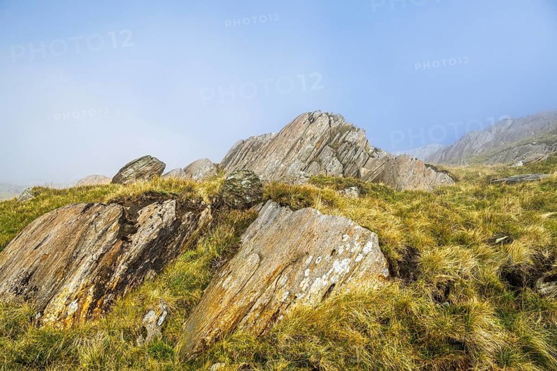 Pyg Track over Llyn Llydaw lake, Pen-y-Pass, mountain pass, Snowdonia, Gwynedd, north-west Wales, UK