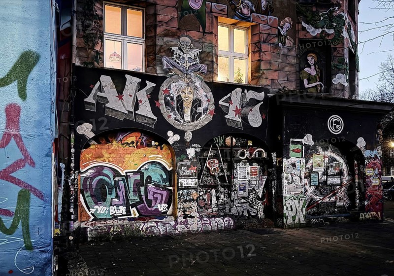 Punk Club AK 47, formerly Cafe Nixda in Kiefernstraße, called Kiefern, the punk club No. 1 in Düsseldorf, North Rhine-Westphalia, Germany