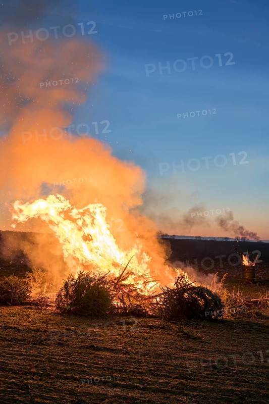 Dunning fire at a rally of farmers and farmers because of the federal government's plans to cut subsidies, Christmas trees, Ostfildern-Plieningen, Baden-Württemberg, Germany