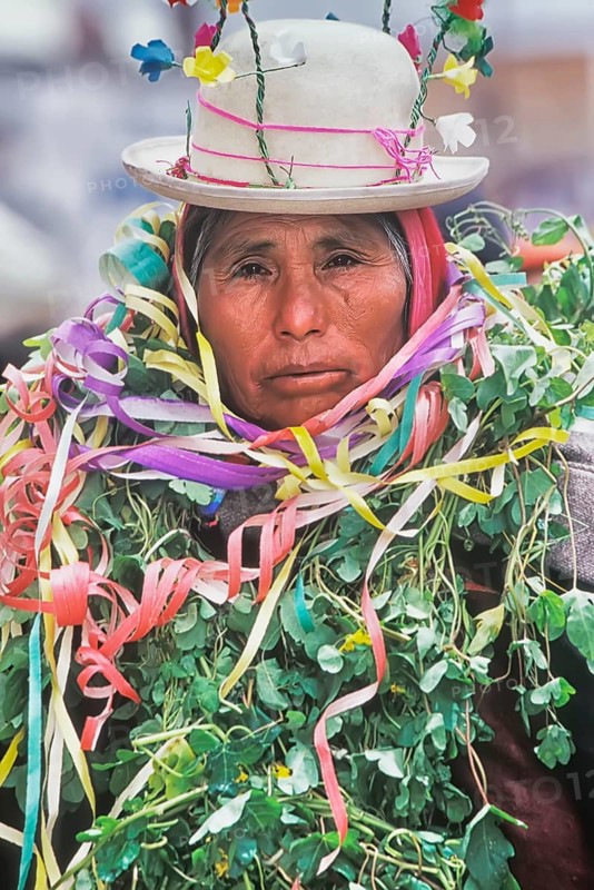 Woman wearing carnival costume, Oruro Carnival, Oruro, Bolivia, South America
