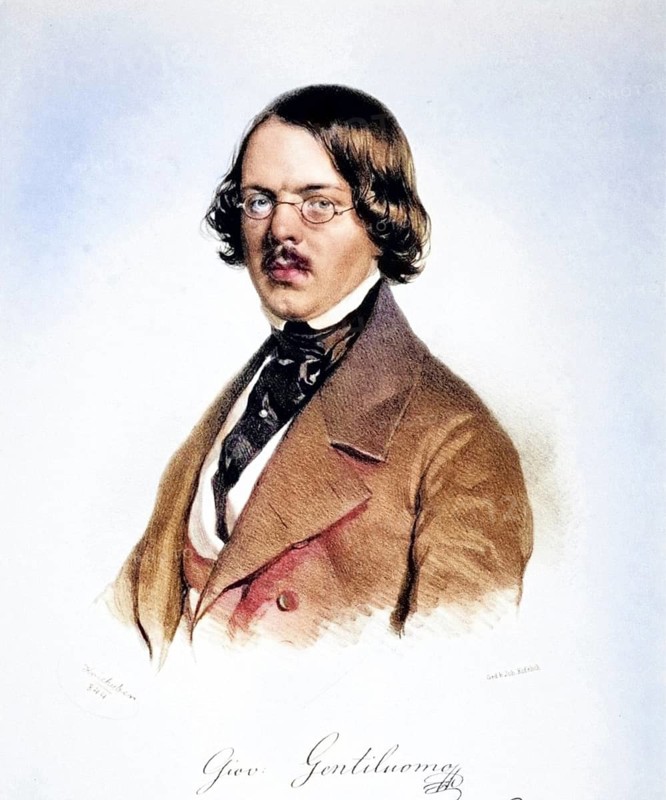 Giovanni Gentiluomo (9 June 1809 in Vienna - 21 March (A 1) 1866 ibid.) was an Austrian academic painter, opera singer and singing teacher, Historic, digitally restored reproduction from a 19th century original, Record date not stated