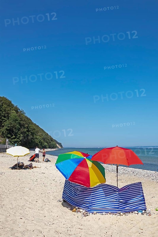 Sunshades, windbreak, beach, Sellin, Rügen Island, Mecklenburg-Western Pomerania, Germany