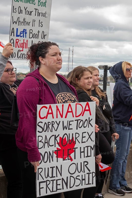 Detroit, Michigan USA - 26 April 2025 - A 'Bridging Our Friendship' rally on the banks of the Detroit River pushes back at the anti-Canada attitude of the Trump Administration. A similar rally took place acress the river in Windsor, Ontario, and at other border crossings in Michigan and Ontario