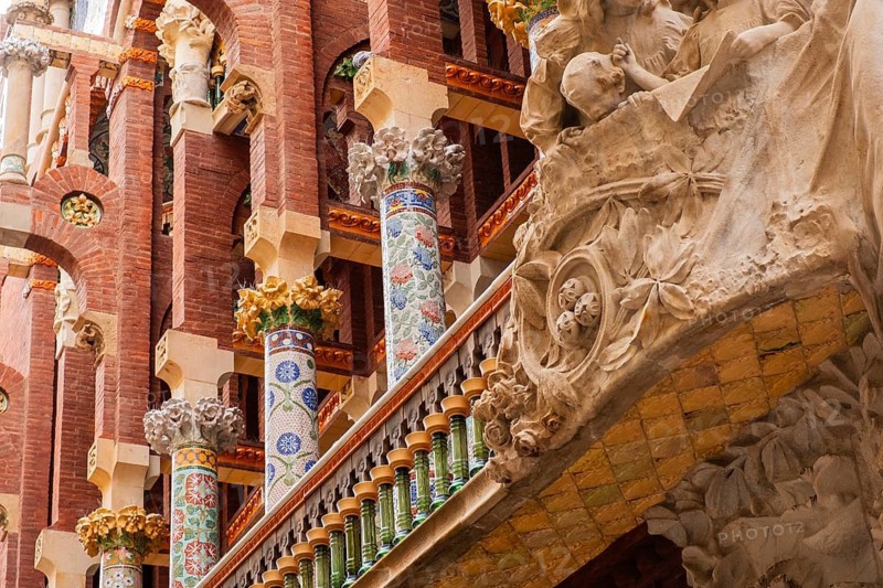 Facade of the Palau de la Música Catalana, Barcelona, Spain