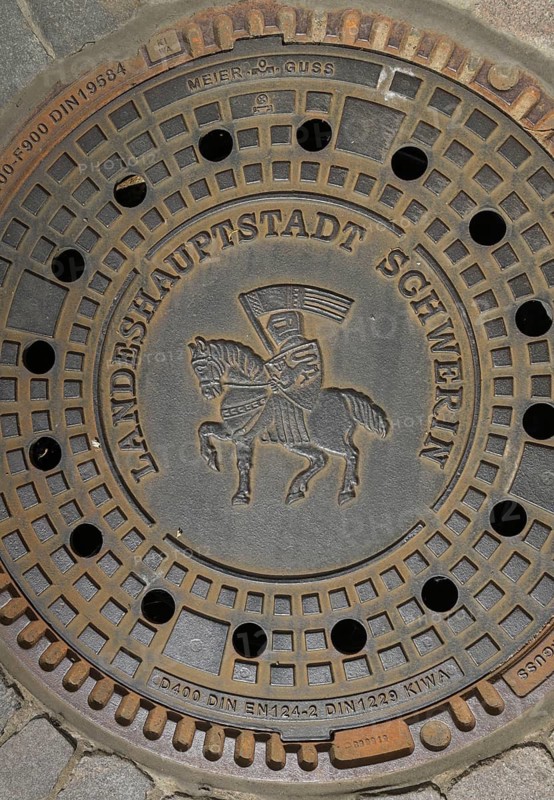 Gully cover, state capital, Schwerin, Mecklenburg-Western Pomerania, Germany