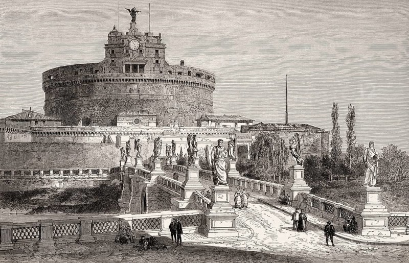 Mausoleum of Hadrian, Castel Sant'Angelo, Rome, Italy, 19th Century
