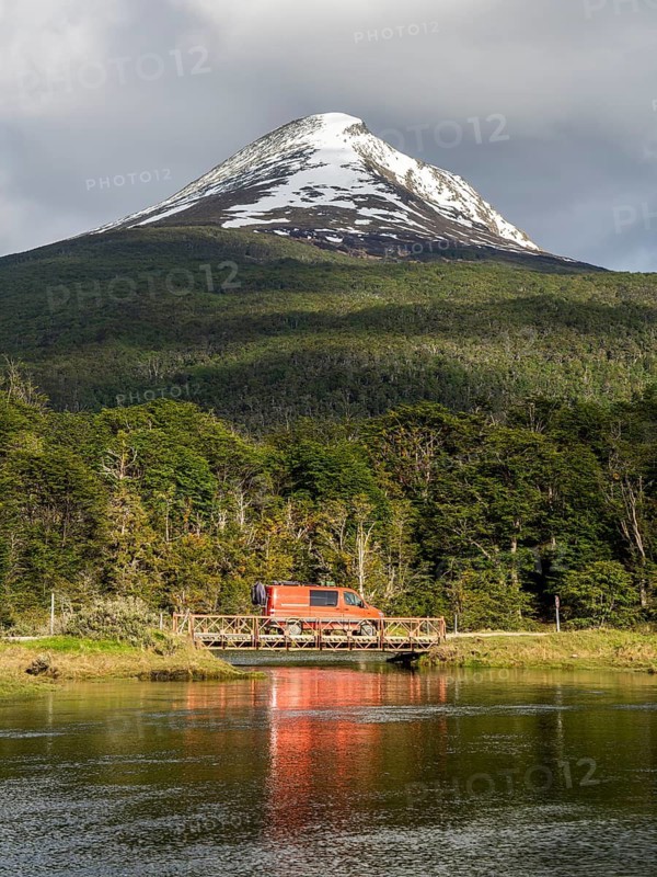 4x4 campervan n front of Cerro Cóndor, Tierra del Fuego National Park, National Route 3, Ushuaia, Tierra del Fuego Province, Argentina