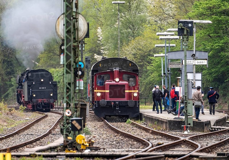 Bochum Railway Museum, museum days weekend, with many attractions such as steam locomotive rides, 3 locomotives are under steam, historic trains make round trips through the Ruhr Valley, many locomotives are on display, on the site of the former Dahlhausen railway depot, North Rhine-Westphalia, Germany