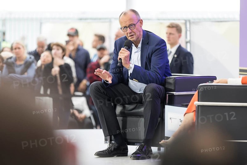 Friedrich Merz (CDU, Chancellor of the Federal Republic of Germany) during a stage talk at the Open Day at the Federal Chancellery in Berlin on 24 August 2025. On 23 and 24 August, the Federal Chancellery, the federal ministries and the Federal Press Office will open their doors to all citizens