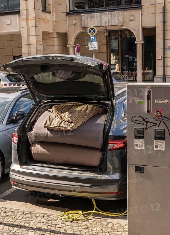 Fully loaded trunk of a car, Berlin, Germany