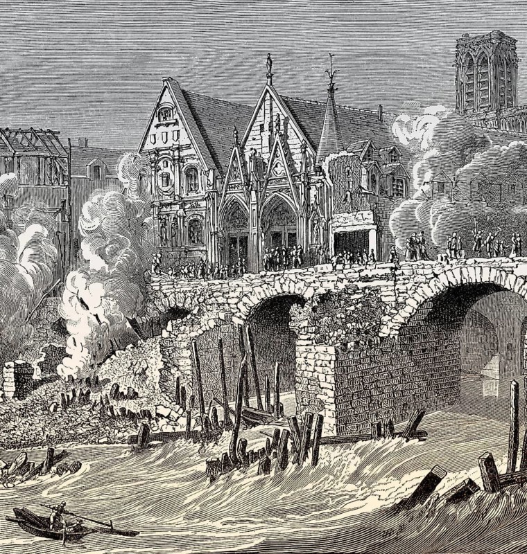 Fire at the Petit Pont, Paris, France, 1718