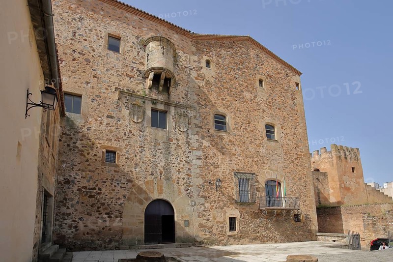 Palacio de la Generala with Torre del Horno tower, UNESCO old town, Caceres, Extremadura