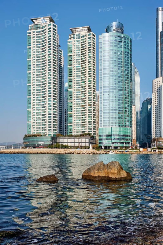 BUSAN, SOUTH KOREA, APRIL 13, 2017: Marine city expensive and prestigious residential area skyscrapers in Busan, South Korea