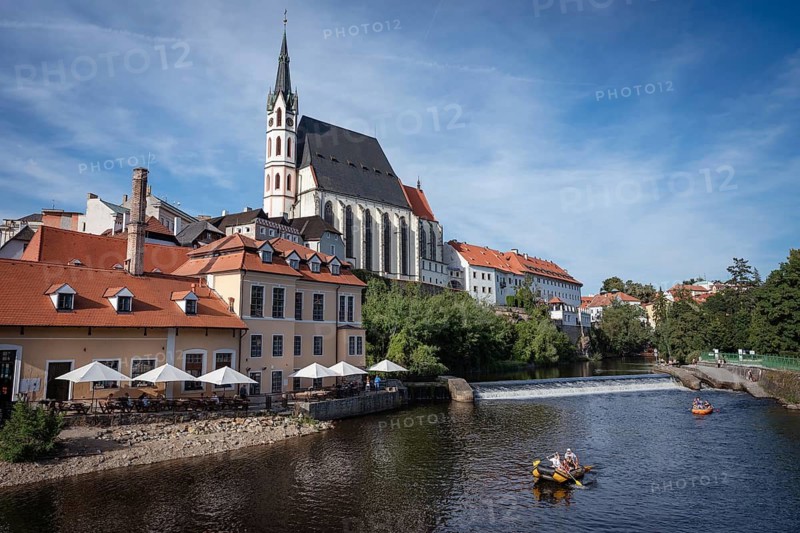 St. Vitus Church, river and Old Town IN CESKY KRUMLOV, CZECHIA