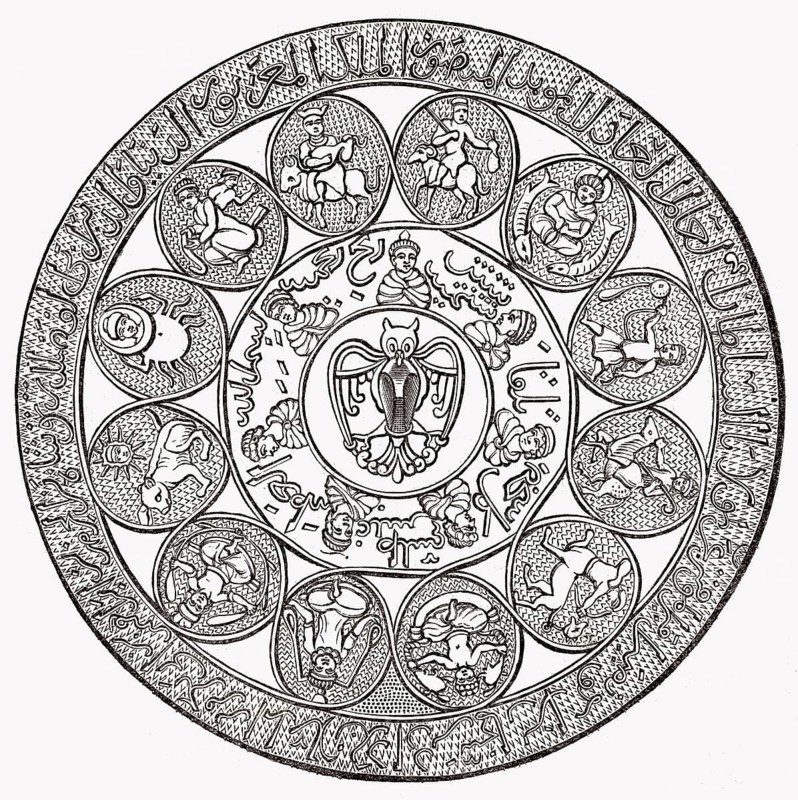 Chinesischer Tierkreis, auf der Rückseite eines Zauberspiegels