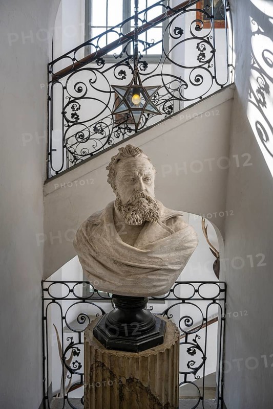 Bust of the heraldist Carl Mayer von Mayerfels (1825-1883) in Meersburg Castle, museum, place of interest, Lake Constance, Lake Constance district, Baden-Württemberg, Germany