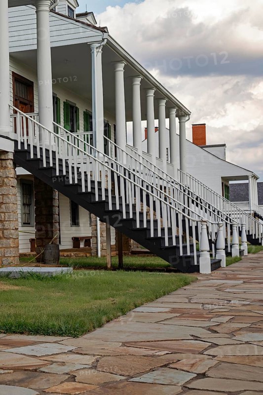 Fort Scott, Kansas - The Officers' Quarters at Fort Scott National Historic Site. The fort operated from 1842 to 1873. Buildings were later restored or reconstructed and it became a National Historic Site in 1978.