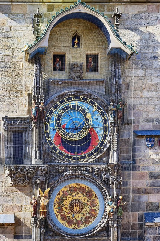 Medieval astronomical clock, The Walk of the Apostles, Prague, Bohemia, Czech Republic