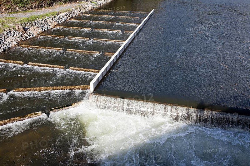 Fishway or fish ladder, Lenne river, Elverlingsen, Sauerland region, Werdohl, North Rhine-Westphalia, Germany, Europe, Fischtreppe in der Lenne, Elverlingsen, Werdohl, Sauerland, Nordrhein-Westfalen, Deutschland, Europa
