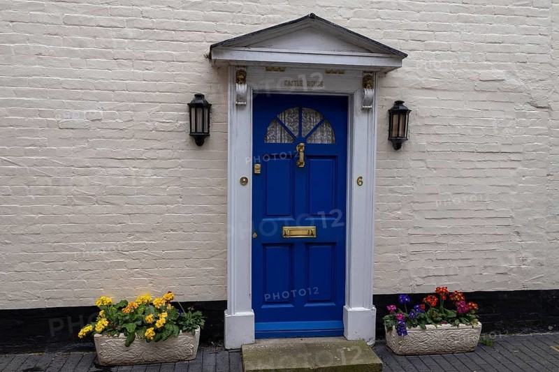 Blue front door, Alcester, England, Great Britain