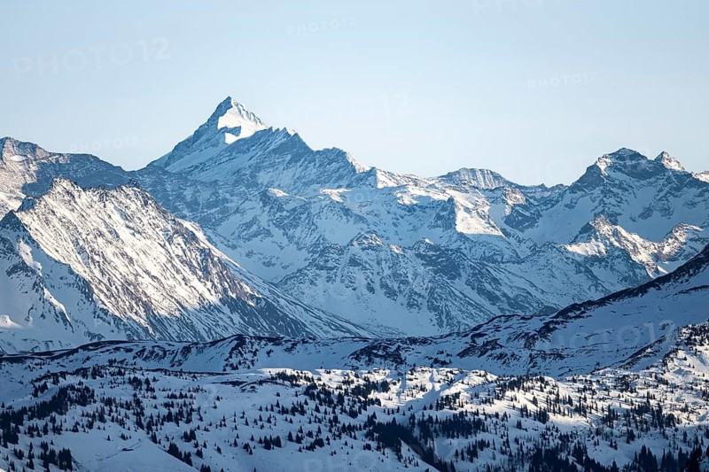 Grossglockner summit in winter, view from Hohe Salve, Tyrol, Austria