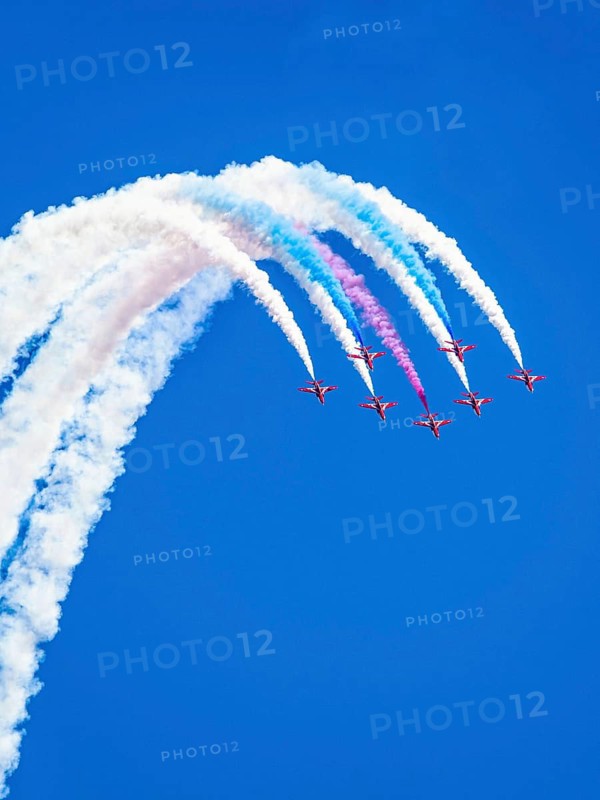 Red Arrows, Royal Air Force Aerobatic Team, Airshow 2024, Teignmouth, Devon, England, United Kingdom
