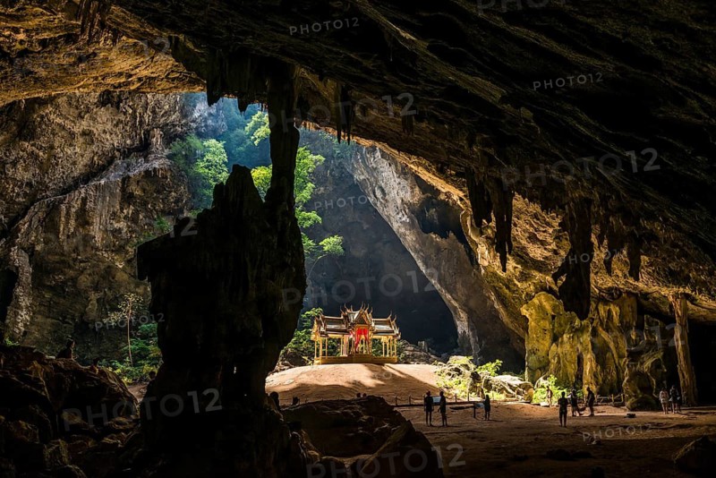 Temple in a stalactite cave, Phraya Nakhon Cave, Khao Sam Roi Yot National Park, Hua Hin, Prachuap Khiri Khan, Thailand