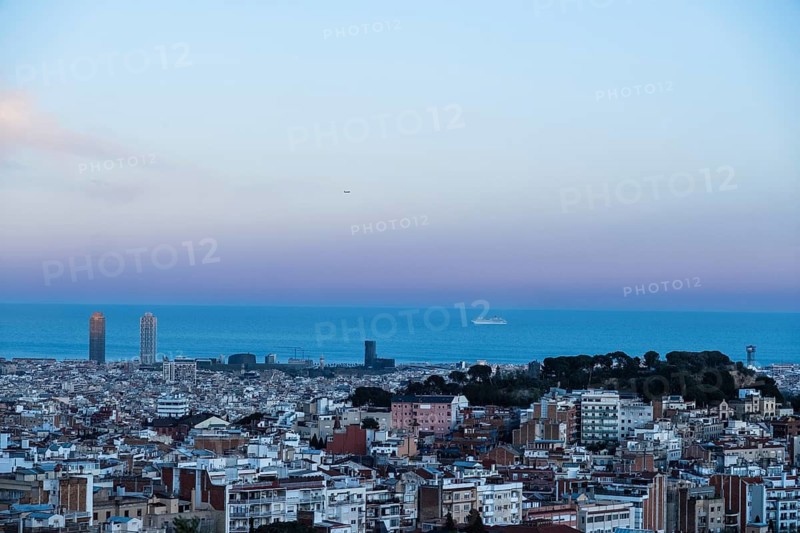 View of Barcelona, Spain, from the Tibidabo in the evening light