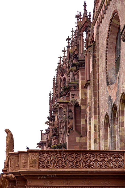 Exterior view of the Freiburg Cathedral, the Cathedral of Our Lady, Freiburg im Breisgau, Baden-Württemberg, Germany