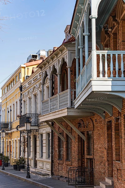 Architectural charm of downtown Tbilisi, showcasing beautiful facades and intricate balconies that reflect the city's rich heritage and cultural fusion