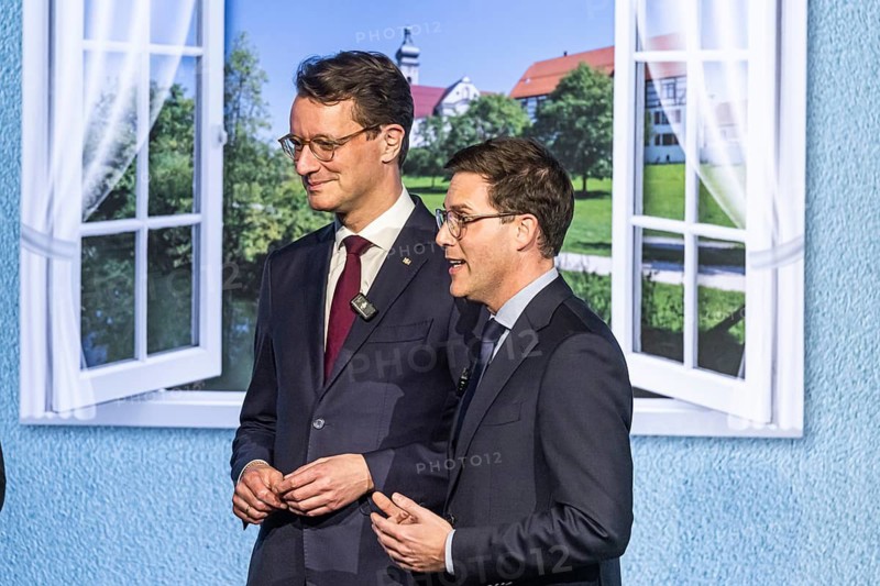 Election campaign rally of the top CDU candidate for the office of Prime Minister in BW Manuel Hagel. North Rhine-Westphalia MP Hendrik Wüst is a guest at the format Bühne frei. 2026 state election in Baden-Württemberg. Waiblingen, Baden-Württemberg, Germany