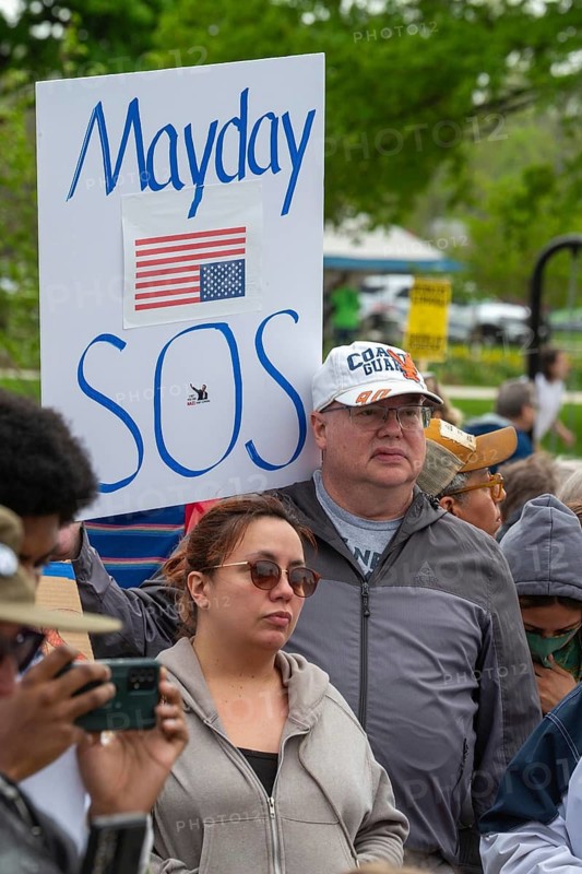 Detroit, Michigan - Labor organizations protest President Trump's 'war on working people' with a march and rally on May Day, the traditional International Workers Day