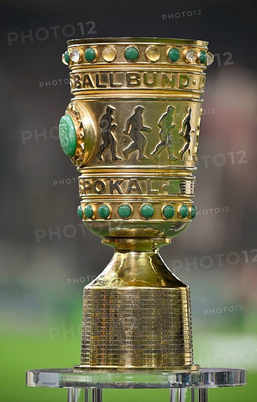 DFB Cup, trophy, on podium, DFB Cup, MHPArena, MHP Arena Stuttgart, Baden-Württemberg, Germany