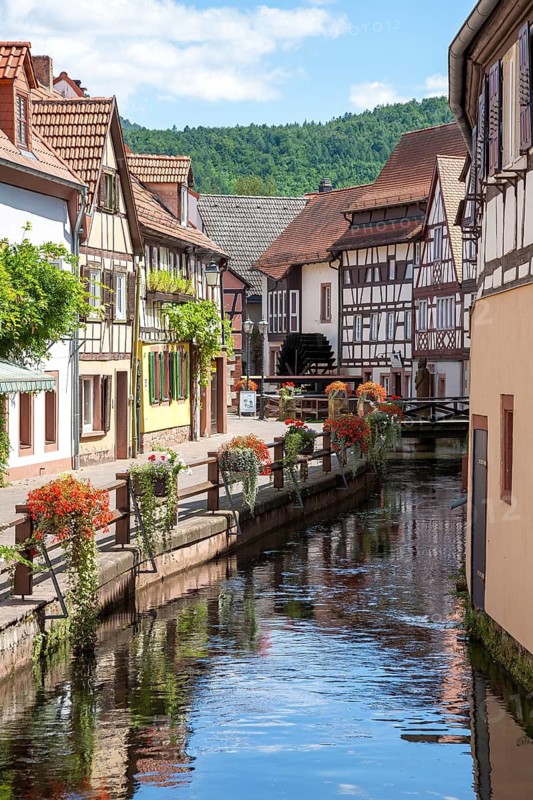 Half-timbered houses on the Schipkapass, Annweiler, Rhineland-Palatinate, Germany