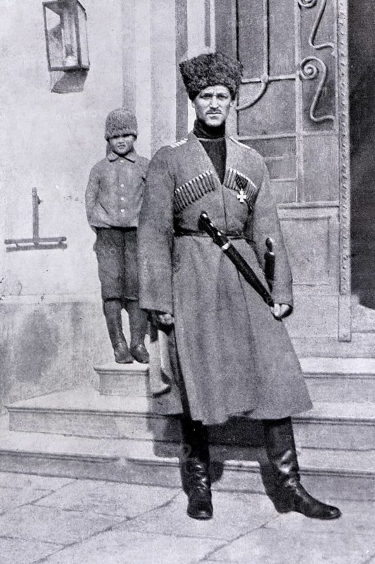 Grand Duke Michael, brother of Tsar Nicholas II, in Cossack uniform, 1917, Saint Petersburg, Russia