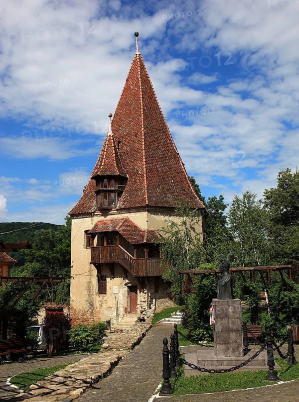 Romania, the shoemaker's tower, Turnul Cizmarilor in the historic old town of Sighisoara, German Sighisoara, town in Mures district in Transylvania, UNESCO World Heritage Site