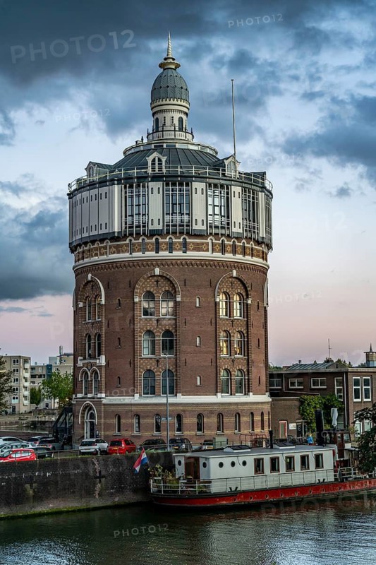 Water tower, Water Tower De Esch, oldest water tower in the Netherlands, flats and catering use, Rotterdam, Netherlands