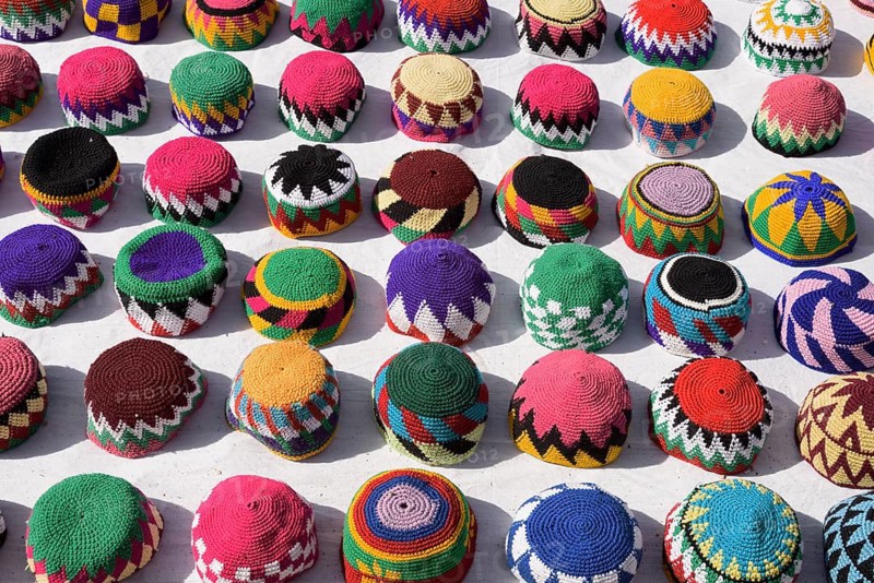 Traditional headdresses at a bazaar, Aswan, Egypt