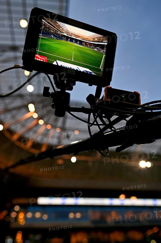 Screen of the backdoor camera, playing field, PreZero Arena, Sinsheim, Baden-Württemberg, Germany