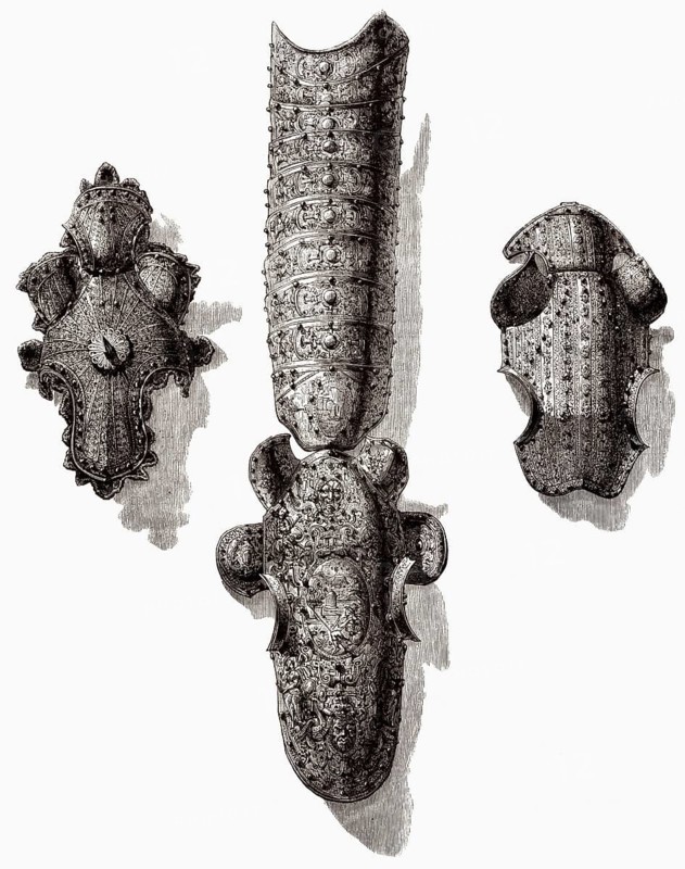 Mittelalterlicher Chanfron zum Schutz des Pferdegesichts, 16.