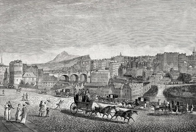View of the Old Town of Edinburgh from Pinces Street, Scotland, 1814