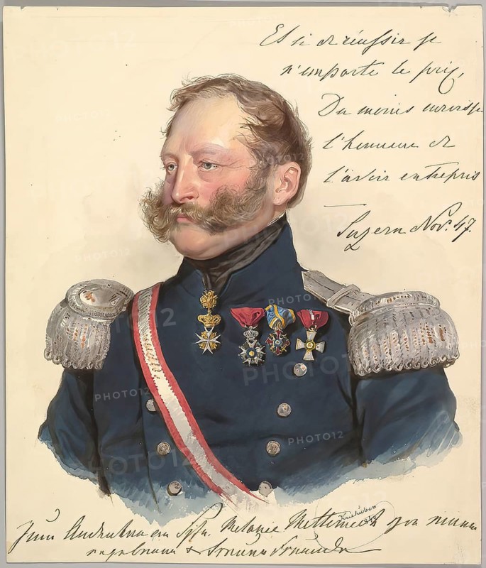 Friedrich Karl Fürst zu Schwarzenberg (born 30 September 1800 in Vienna, died 6 March 1870 in Vienna) was an imperial Austrian major general and writer, Historical, digitally restored reproduction from a 19th century original, Record date not stated