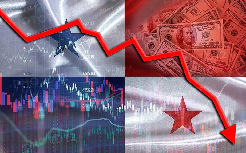 Financial fall of Panama on economy market. Panama financial crisis on economic graph