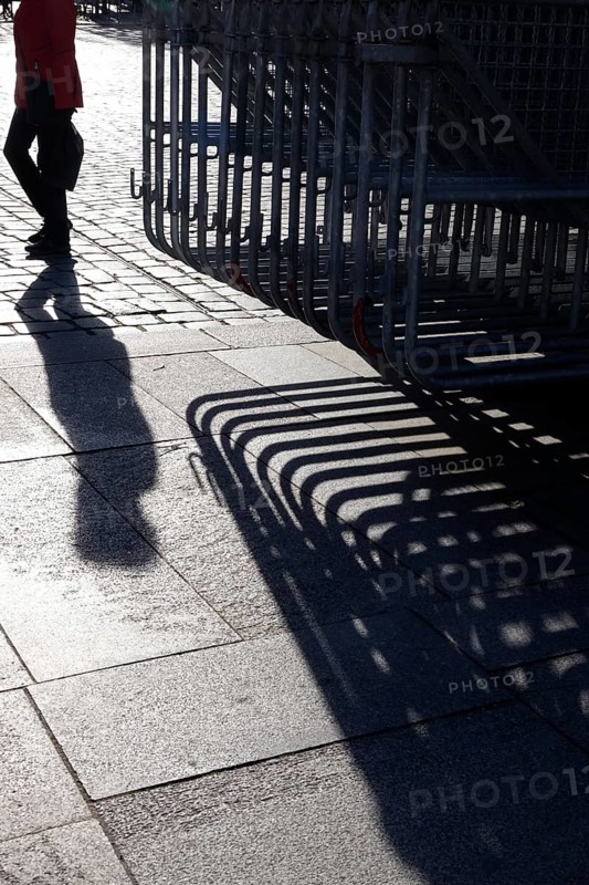 Passant with shadow, Winter, Saxony, Germany