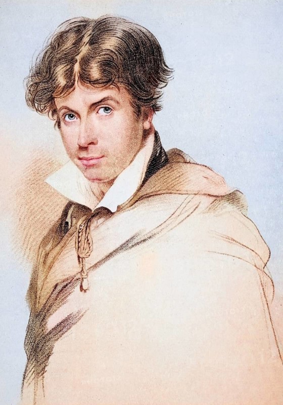 James Henry Leigh Hunt aged 44, 1784-1859, British poet, essayist and editor, Historical, digitally restored reproduction from a 19th century original, Record date not stated